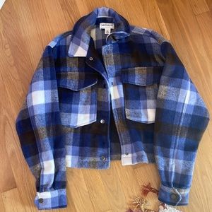 Plaid Cropped Flannel Jacket